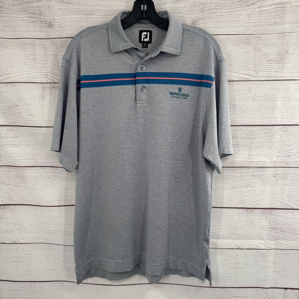 FootJoy Golf Polo Shirt Hunters Green Country Club Striped‎ Mens Size Medium